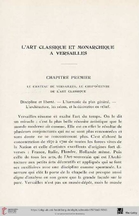 L'art classique et monarchique à Versailles