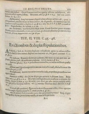 Tit. II. VIII. C. 45. - 46. De Evictionibus & duplæ stipulationibus.