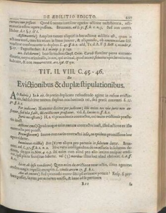 Tit. II. VIII. C. 45. - 46. De Evictionibus & duplæ stipulationibus.