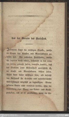 Aus der Vorrede des Verfassers