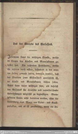 Aus der Vorrede des Verfassers