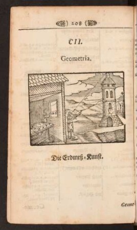 CII. Geometria. Die Erdmeß-Kunst. - CVII. Globi tertestris Hemisphaerium inferius. Der Erdkugel Unterfläche.]