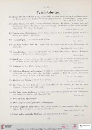 Textil-Arbeiten (Nr. 495 - 510)
