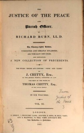 The Justice of the Peace and Parish Officer : in six volumes, 3