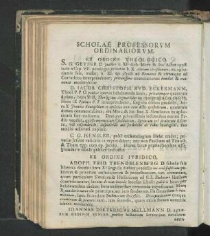 Scholae Professorvm Ordinariorvm.