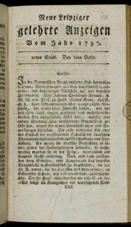 80tes Stück. Den 6ten Octbr.