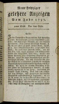 80tes Stück. Den 6ten Octbr.
