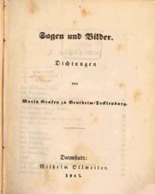 Sagen und Bilder : Dichtungen