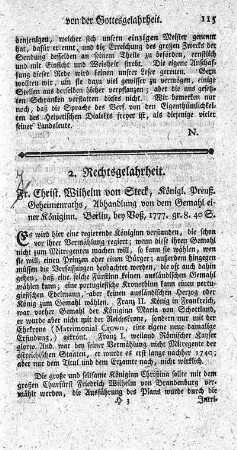 Abhandlung von dem Gemahl einer Königin.