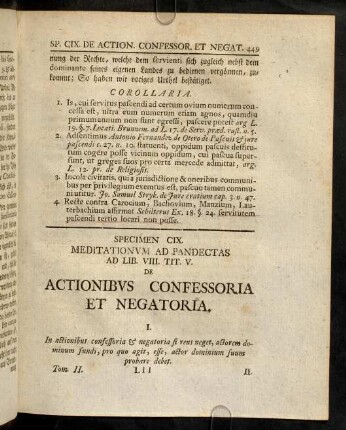 449-460, Sp. 109. De Actionibus confessoria & negatoria