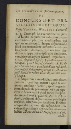 Disputatio decima-quarta. De concursu et privilegiis creditorum.