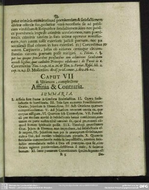 Caput VII. & Ultimum, complectens Affinia & Contraria