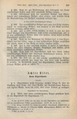 Achter Titel. Vom Eigenthume.