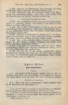 Achter Titel. Vom Eigenthume.