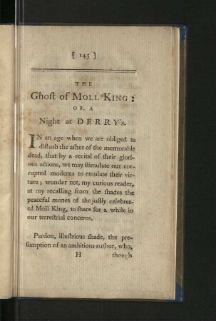 The Ghost of Moll King or, A Night at Derry's