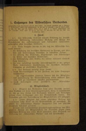 1. Satzungen des Alldeutschen Verbandes.