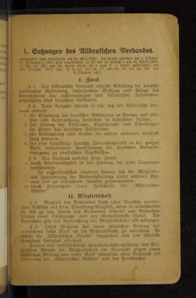 1. Satzungen des Alldeutschen Verbandes.