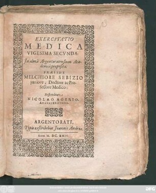 Exercitatio Medica Vigesima Secunda