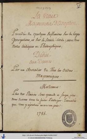 La vraie maçonnerie d'adoption etc.