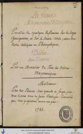 La vraie maçonnerie d'adoption etc.