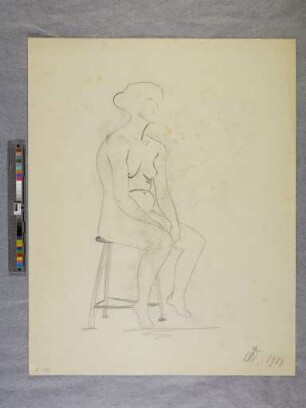 o. T. (Sitzender Frauenakt; aus dem Unterricht - Aktzeichnen - bei Oskar Schlemmer)