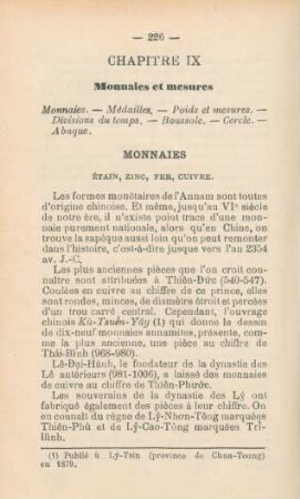 Chapitre IX. Monnaies et mesures
