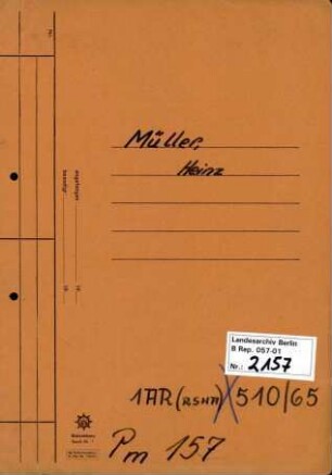 Personenheft Heinz Müller (*18.06.1911), SS-Hauptsturmführer