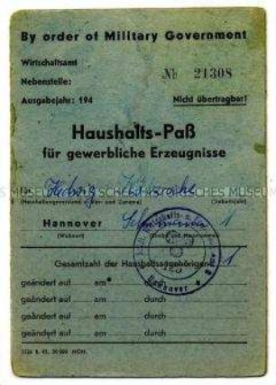 Haushalts-Pass zum Erwerb bewirtschafteter Erzeugnisse