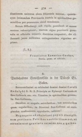 372-376 Vorbehaltene Gewissensfälle in Diöcese St. Gallen