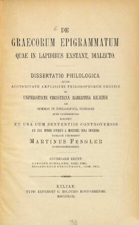 De Graecorum epigrammatum quae in lapidibus exstant, dialecto