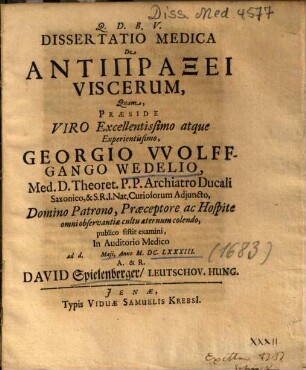 Dissertatio Medica De Antipraxei Viscerum