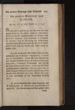Am zweiten Sonntage nach Trinitatis.