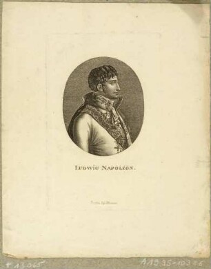 Bildnis des Bruders Napoleon Bonapartes und zeitweiligen Königs von Holland Louis Napoléon Bonaparte, Brustbild im Profil nach rechts