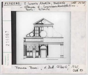 Florenz: S.Maria Novella, Fassade, , Schema d. Marmorinkrustation, Alberti