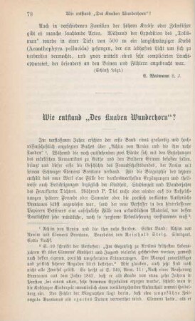 78-97 Wie entstand "Des Knaben Wunderhorn"?