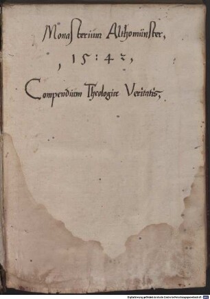 Compendium theologicae veritatis : mit Tabula von Thomas Dorniberg