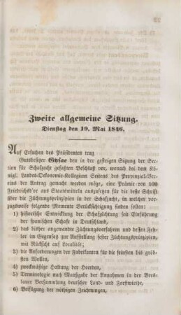 Zweite allgemeine Sitzung. Dienstag den 19. Mai 1846.