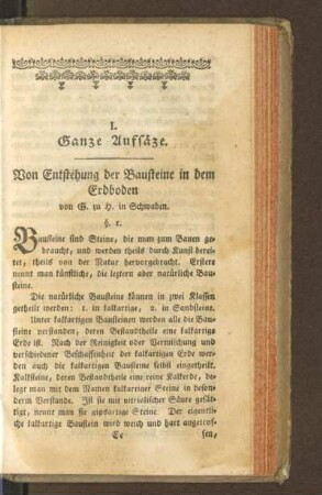 I. Ganze Aufsäze