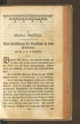 I. Ganze Aufsäze