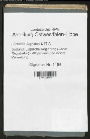 Errichtung des Hypothekenbuches im Amt Lipperode
