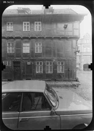Quedlinburg, Hoken 1. Wohnhaus mit Laden (2. H. 16. Jh.). Straßenfront (Marktstraße)