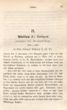 IX. Philipp (I.), Landgraf, genannt der Großmüthige , 1509-1567