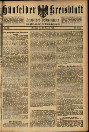 Ausgabe vom Samstag, den 28. Januar 1922.