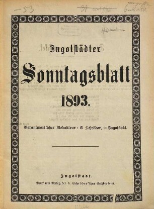 Ingolstädter Tagblatt. Sonntagsblatt. 1893