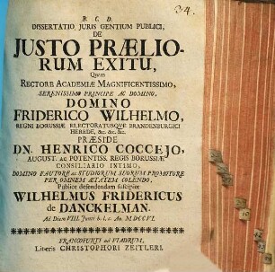 Dissertatio Juris Gentium Publici, De Justo Præliorum Exitu