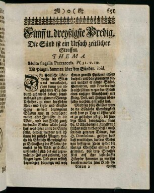 651-673, Fünff u. dreyßigste Predig. Die Sünd ist ein Ursach zeitlicher Straffen