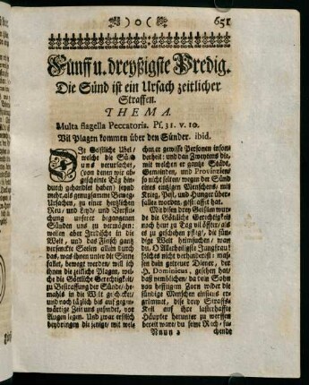 651-673, Fünff u. dreyßigste Predig. Die Sünd ist ein Ursach zeitlicher Straffen