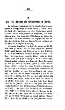 Das erste Seminar für Erzieherinnen zu Berlin