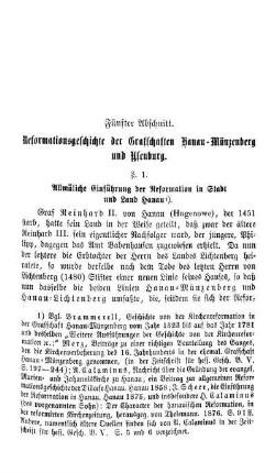 Fünfter Abschnitt. Reformationsgeschichte der Grafschaften Hanau-Münzenberg und Ysenburg.