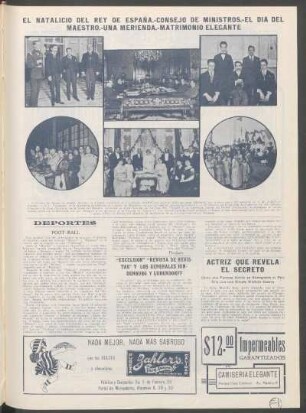 El natalicio del rey de España. - Consejo de ministros. - El día del maestro. - Una merienda. - Matrimonio elegante - [Fotografías]